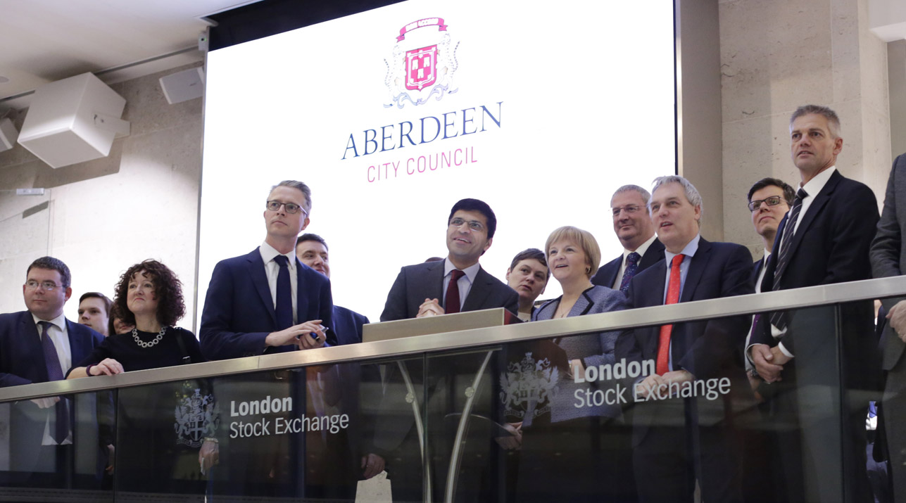 Aberdeen City Council members and officers at the London Stock Exchange